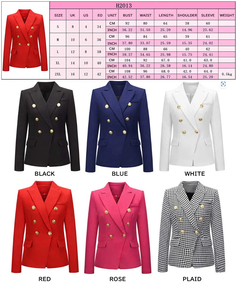 New Women′ S Slim Fashion Short Blazer Double Breasted Suit