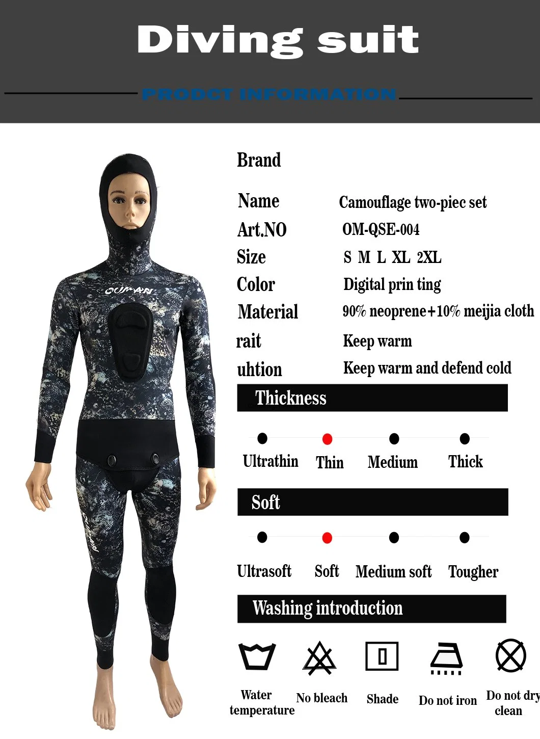 Korean Cr SBR Camo 3mm 5mm 7mm Sports Wetsuit Customized Spearfishing Full Body Women Men Kids Surfing Scuba Neoprene Camouflage One-Piece Swimming Diving Suit