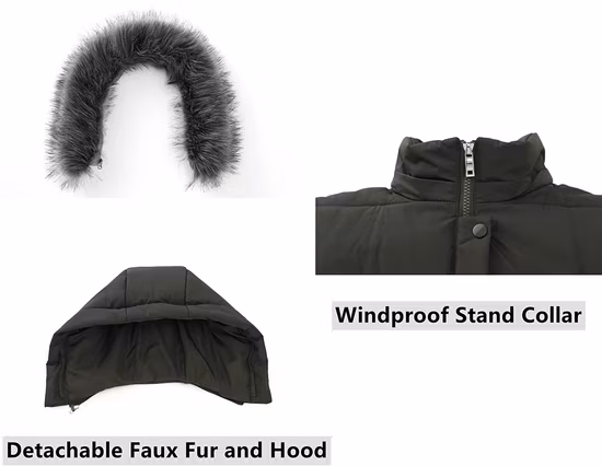 Mulheres ′ S Inverno Engrossar Puffer Casaco Longo Casaco Quente com Capuz Removível de Pele